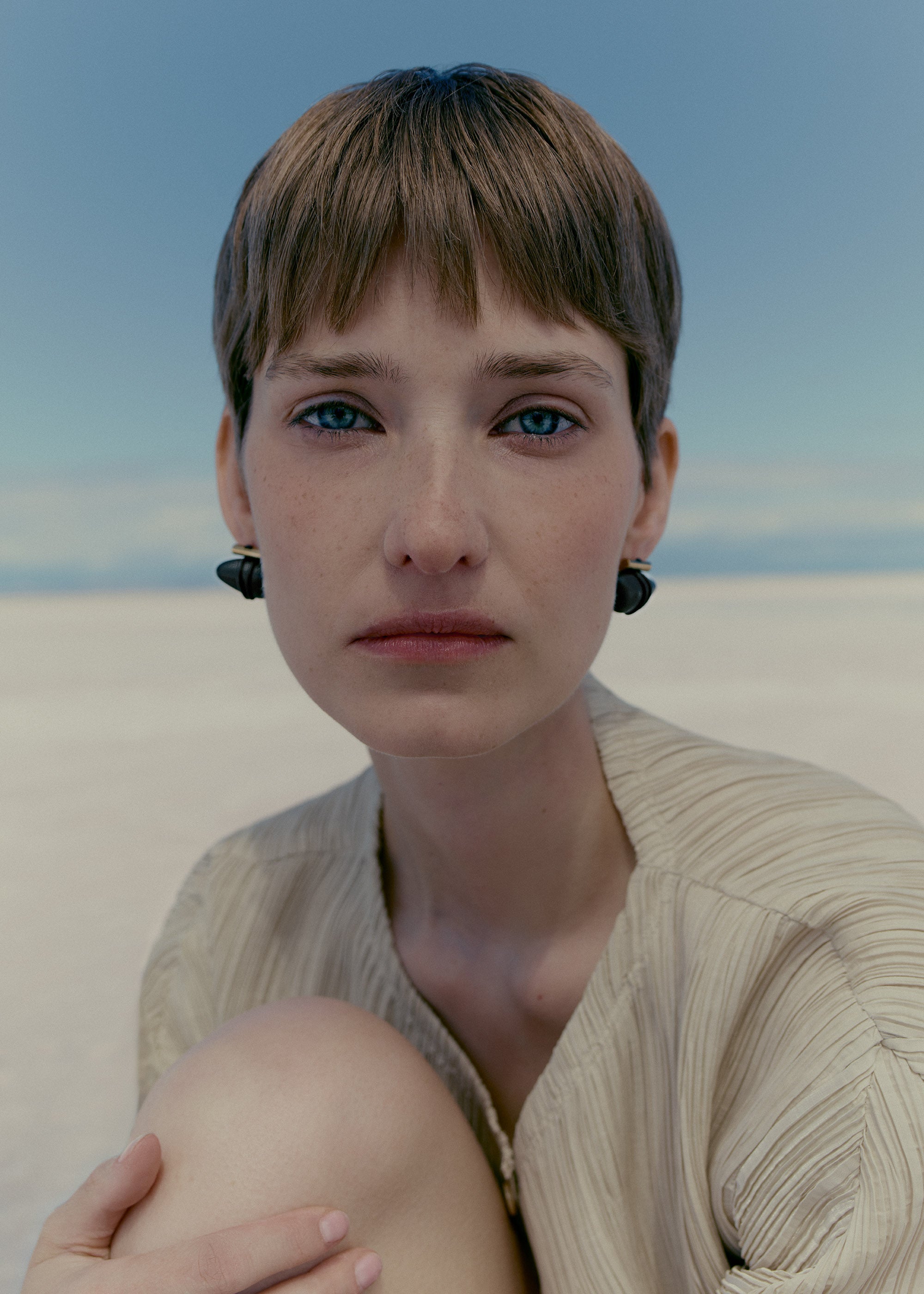 Téré Stud Earrings - Black Marble