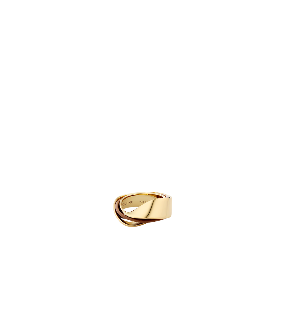 Ormé Ring - Gold Gilded with Camel Leather