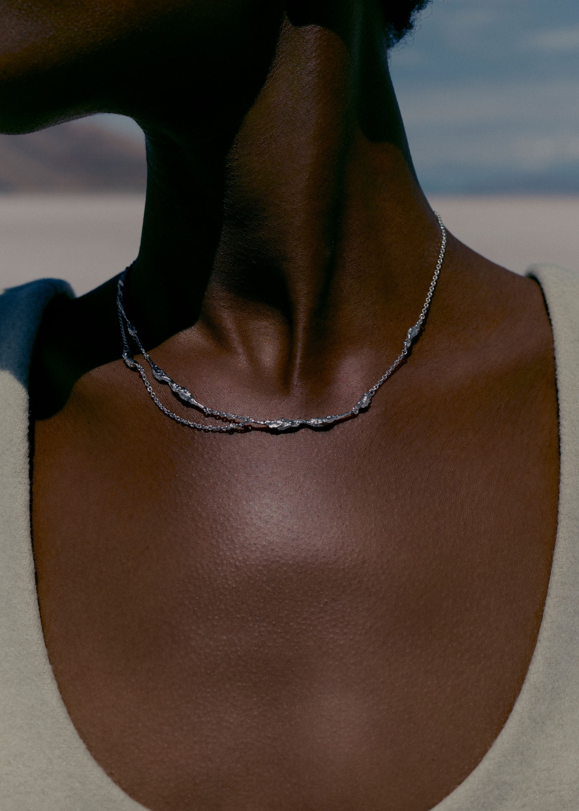 Eroz Double Chain - Silver in rhodium plated brass