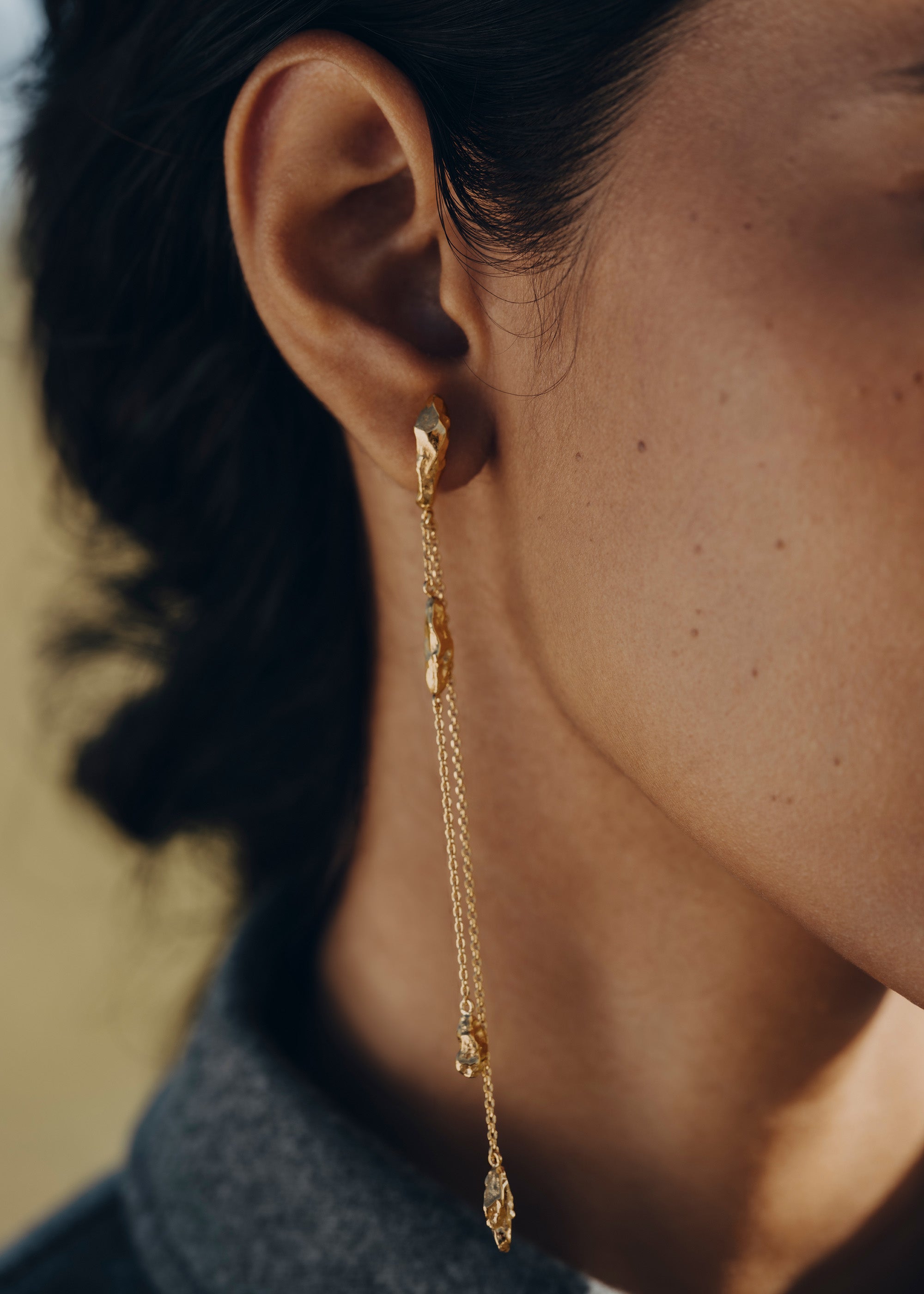 Eroz Chain Earrings - 24 carat gold-gilded edition 