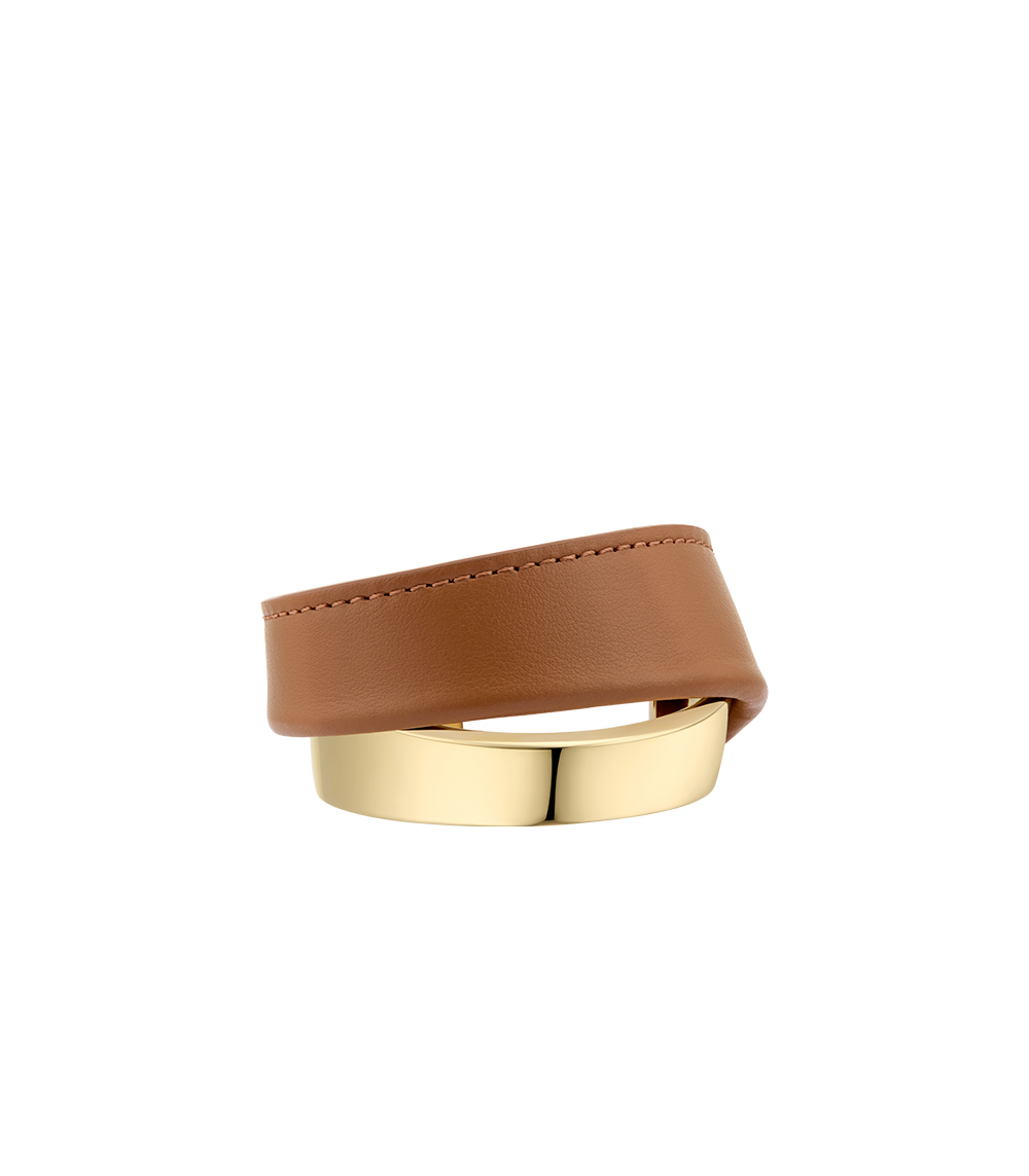 Ormé Cuff - Gold Gilded with Camel Leather